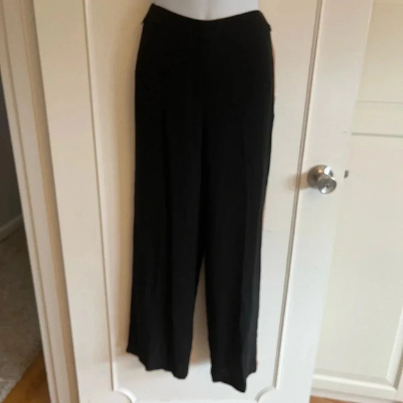 Eileen Fisher Womens 100% Silk Side Stripe Casual Wide Leg Pants black, size 4 - Picture 4 of 16